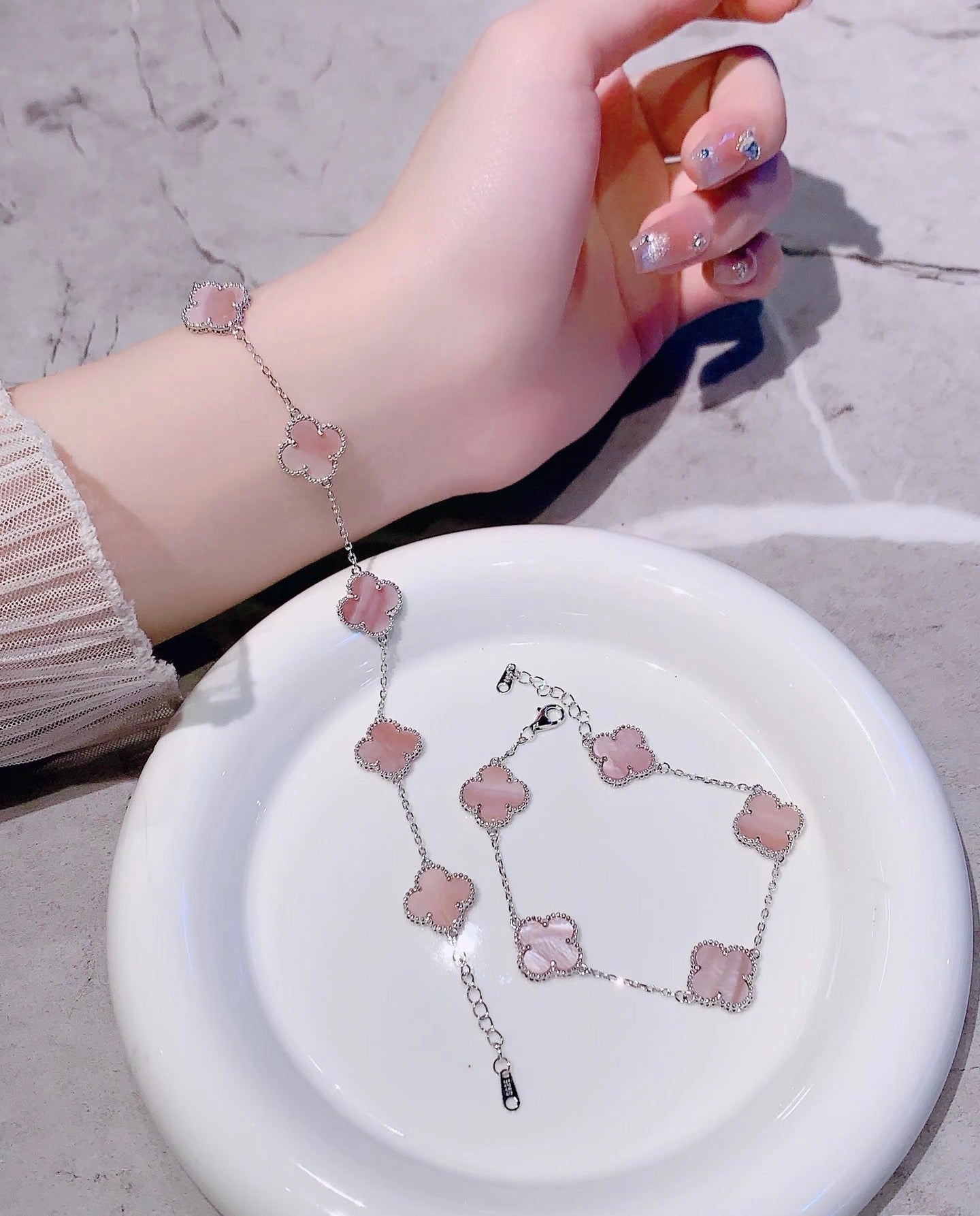 [Eternal jewelry]Light Pink Braided Bracelet