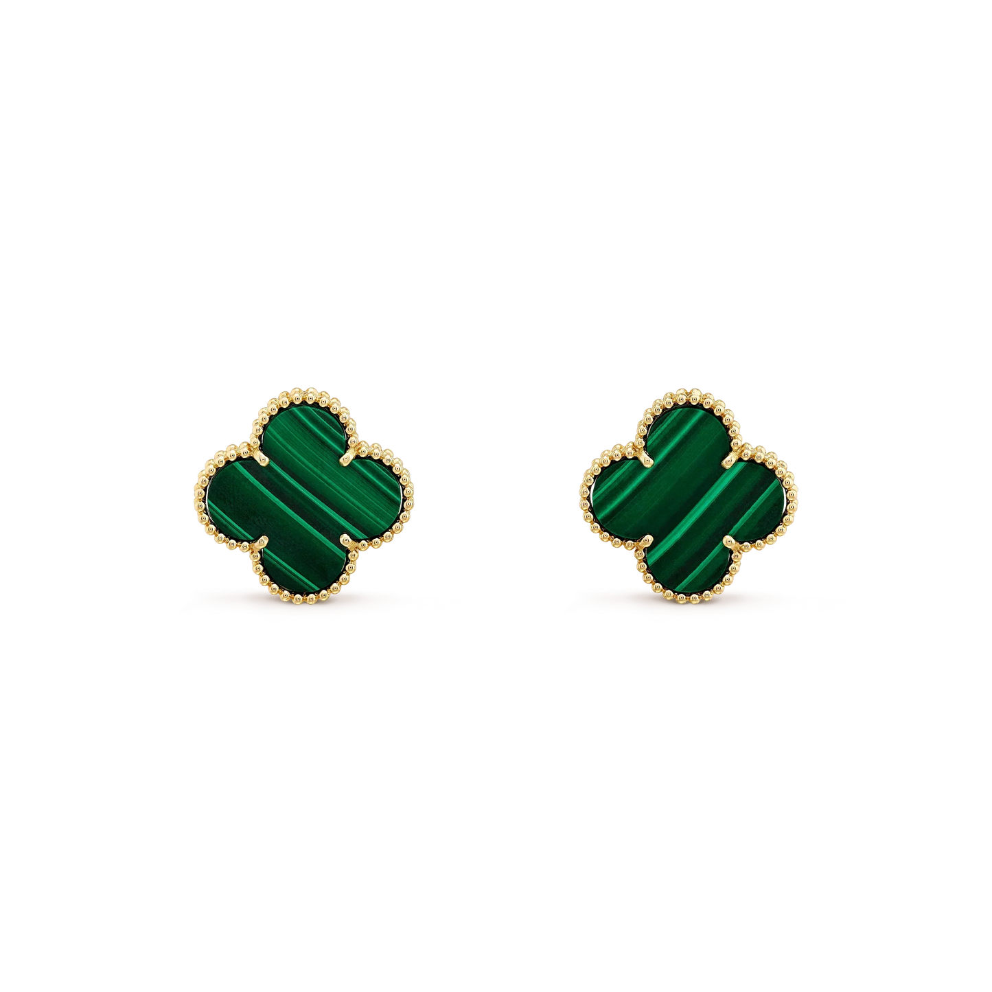[Eternal Jewelry]CLOVER MINI 9.5MM MALACHITE  EARRINGS