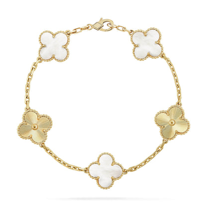[Eternal Jewelry]CLOVER WHITE PEARL MOP 5 MOTIF BRACELET COLLECTION
