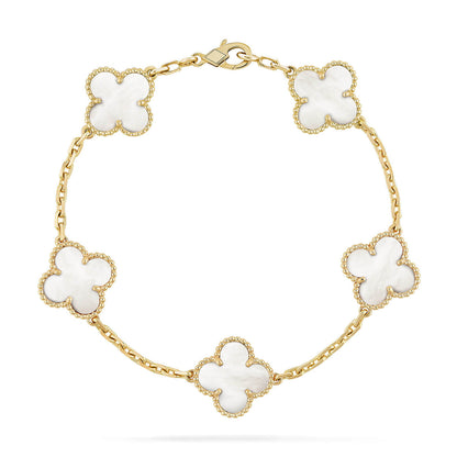 [Eternal Jewelry]CLOVER WHITE PEARL MOP 5 MOTIF BRACELET COLLECTION