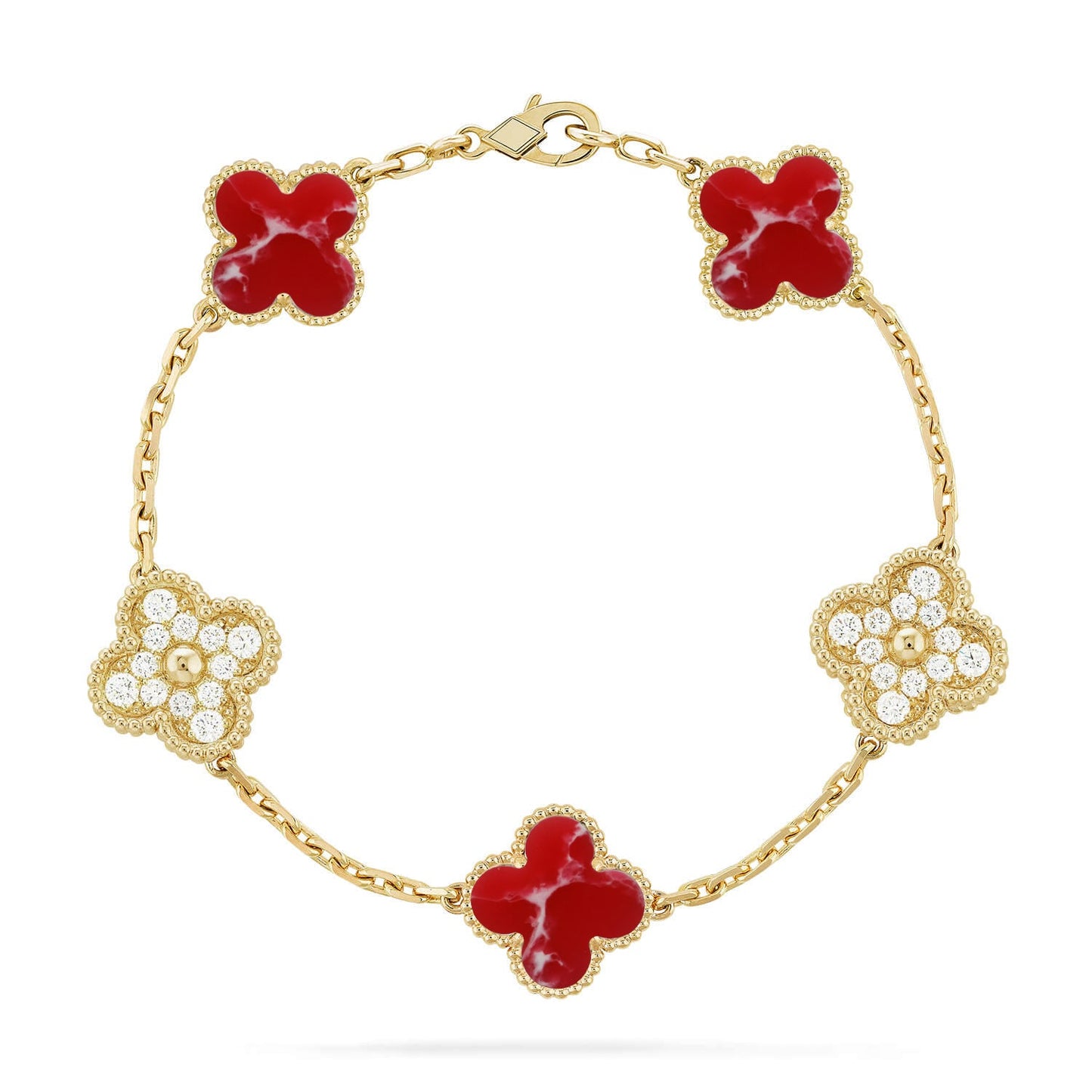 [Eternal Jewelry]CLOVER 5 MOTIF RED PATTERN BRACELET COLLECTION