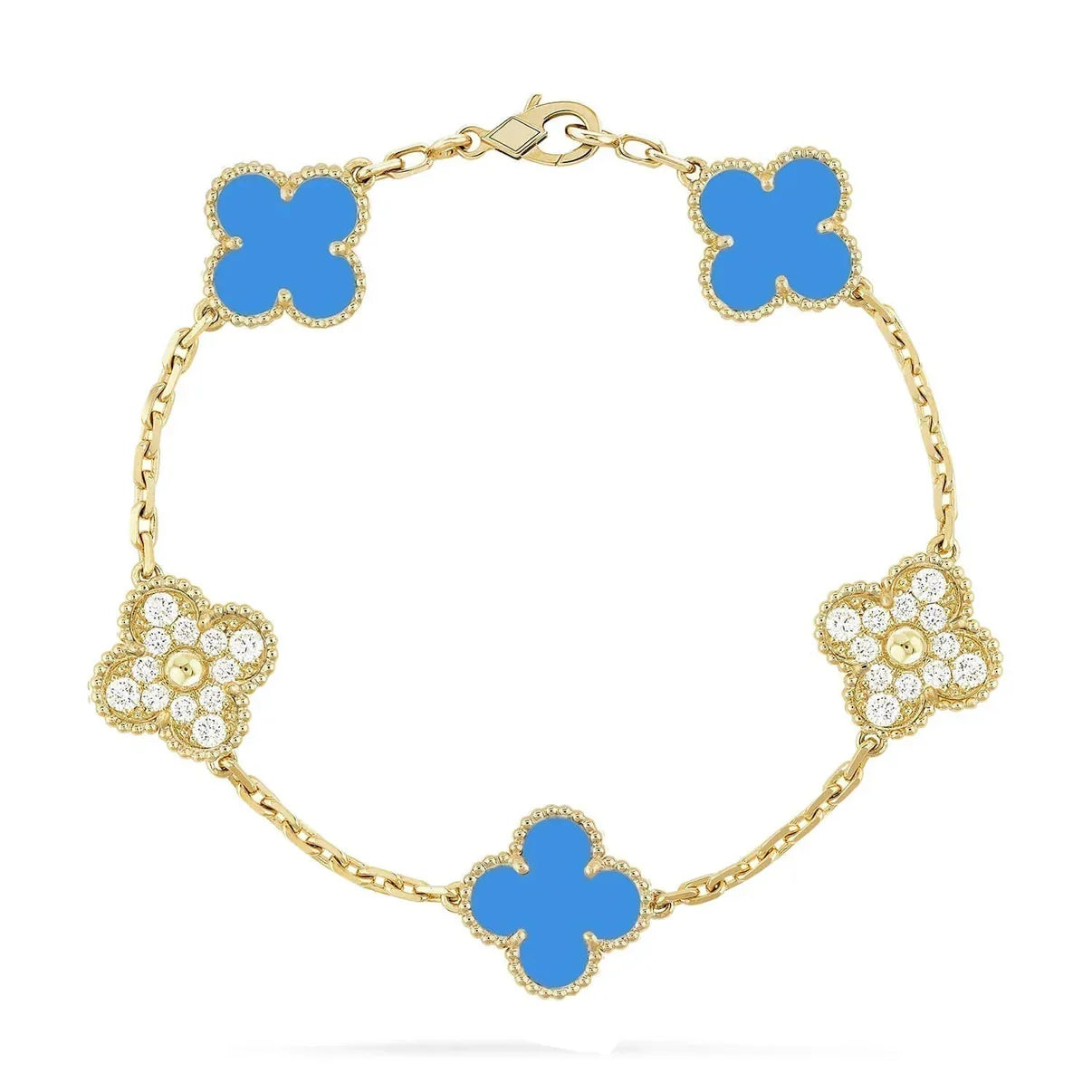 [Eternal Jewelry] CLOVER 5 MOTIF BLUE AGATE BRACELET COLLECTION