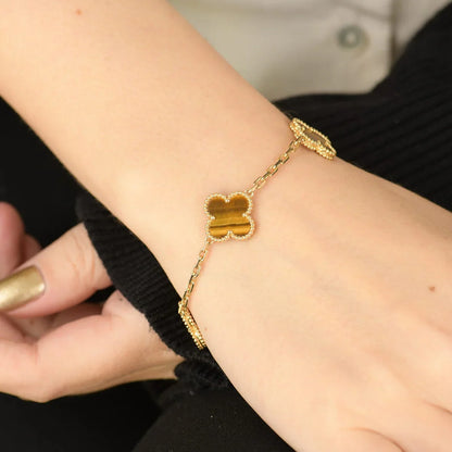 [Eternal Jewelry] CLOVER 5 MOTIFS TIGER EYE BRACELET COLLECTION