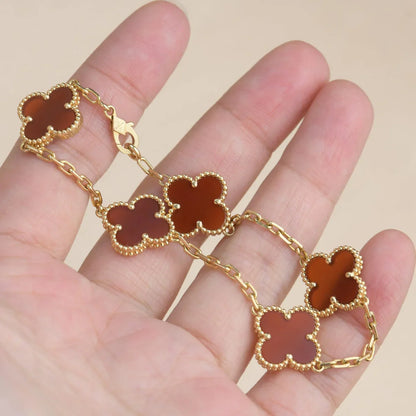 [Eternal Jewelry] CLOVER 5 MOTIF RED CORNELIAN BRACELET COLLECTION