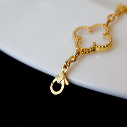 [Eternal Jewelry]CLOVER 5 MOTIF ROCK CRYSTAL BRACELET