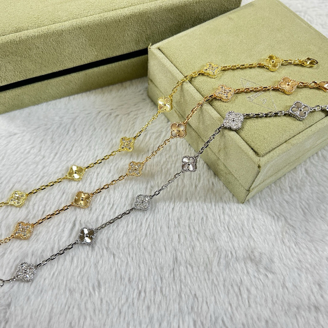 [Eternal Jewelry]CLOVER 6 MOTIF DIAMOND LASER BRACELET