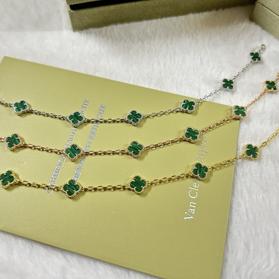 [Eternal Jewelry]CLOVER 6 MOTIF MALACHITE BRACELET