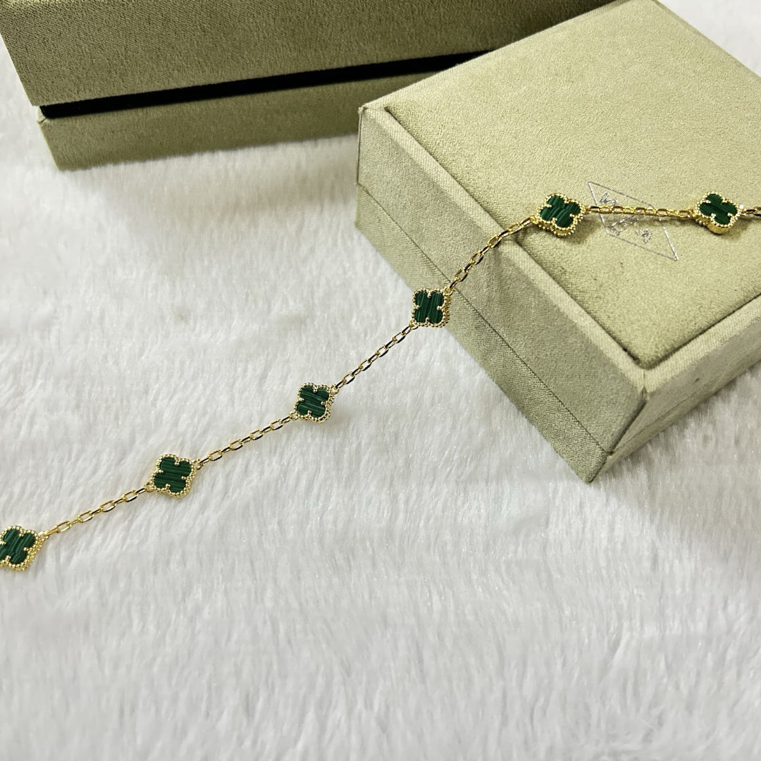 [Eternal Jewelry]CLOVER 6 MOTIF MALACHITE BRACELET