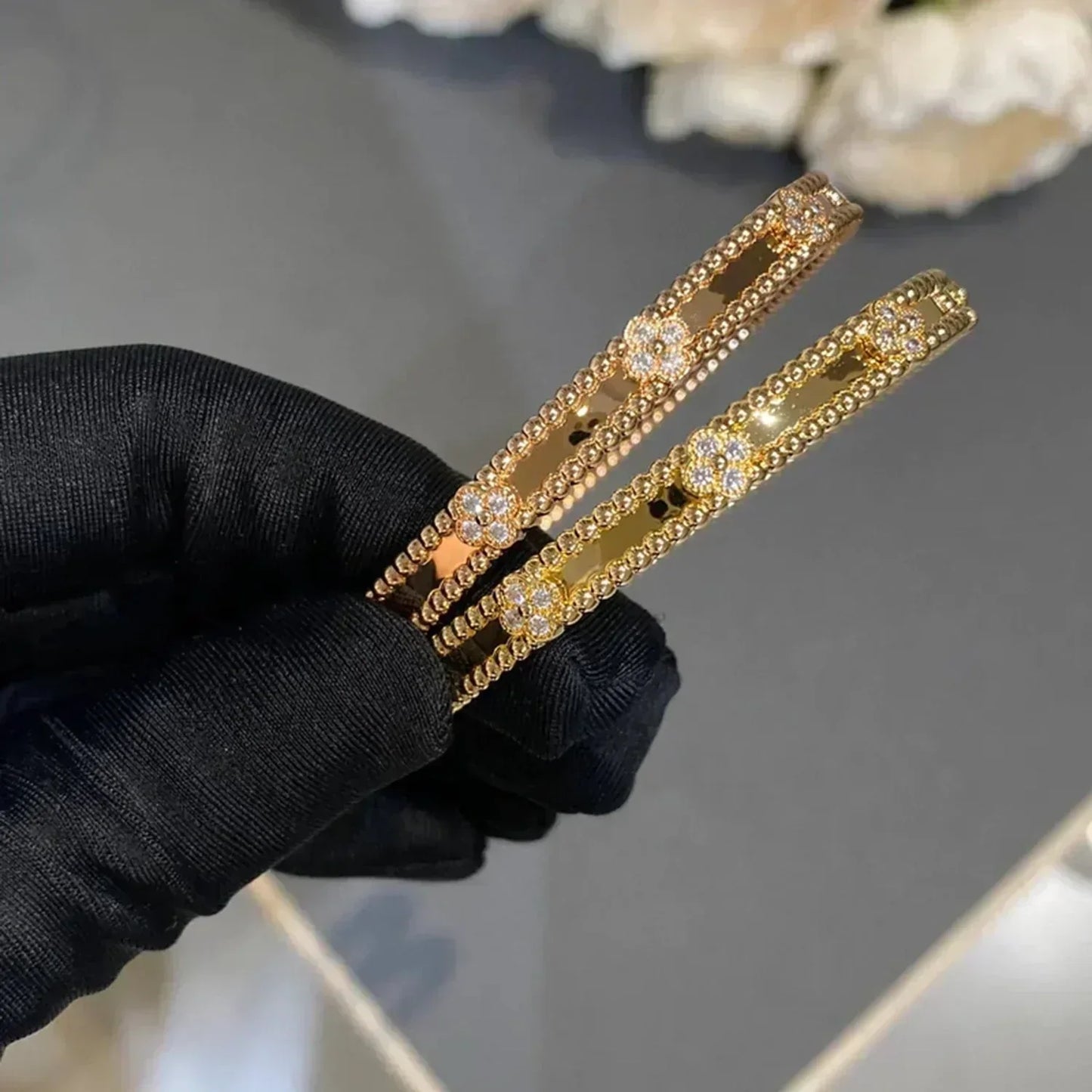 [Eternal Jewelry]CLOVER BRACELET 4MM DIAMONDS