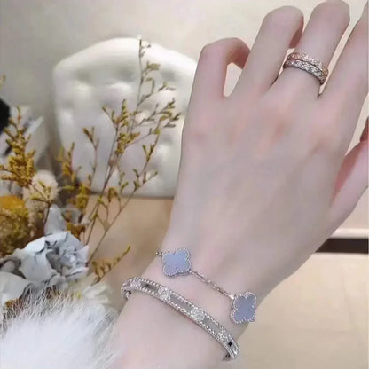 [Eternal Jewelry] CLOVER 5 MOTIF PURPLE CHALCEDONY BRACELET COLLECTION