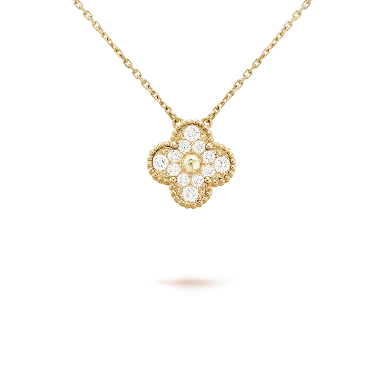 [Eternal Jewelry]CLOVER 15MM DIAMOND SINGLE FLOWER NECKLACE
