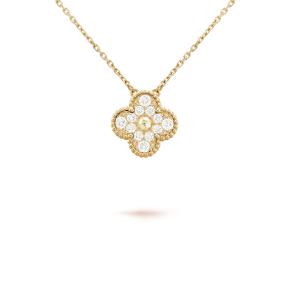 [Eternal Jewelry]CLOVER 15MM DIAMOND SINGLE FLOWER NECKLACE