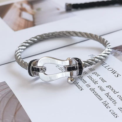 [Eternal Jewelry]FORCE LARGE HORSESHOE BLACK DIAMOND BRACELET SILVER