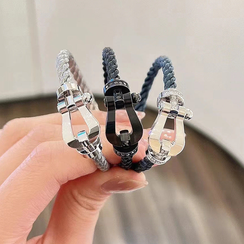 [エターナルジュエリー]ホースシューハーフダイヤモンドブレスレット ローズゴールド