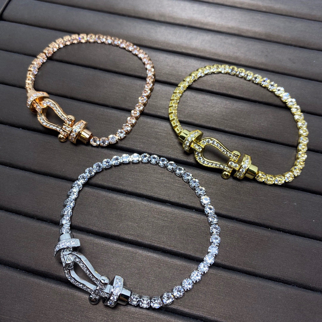 [Eternal Jewelry]FORCE  LARGE HORSESHOE FULL DIAMOND TENNIS BRACELET