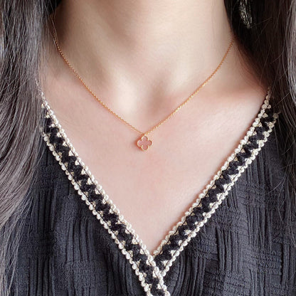 [Eternal Jewelry]CLOVER 15MM PINK MOTHER-OF-PEARL SINGLE FLOWER NECKLACE