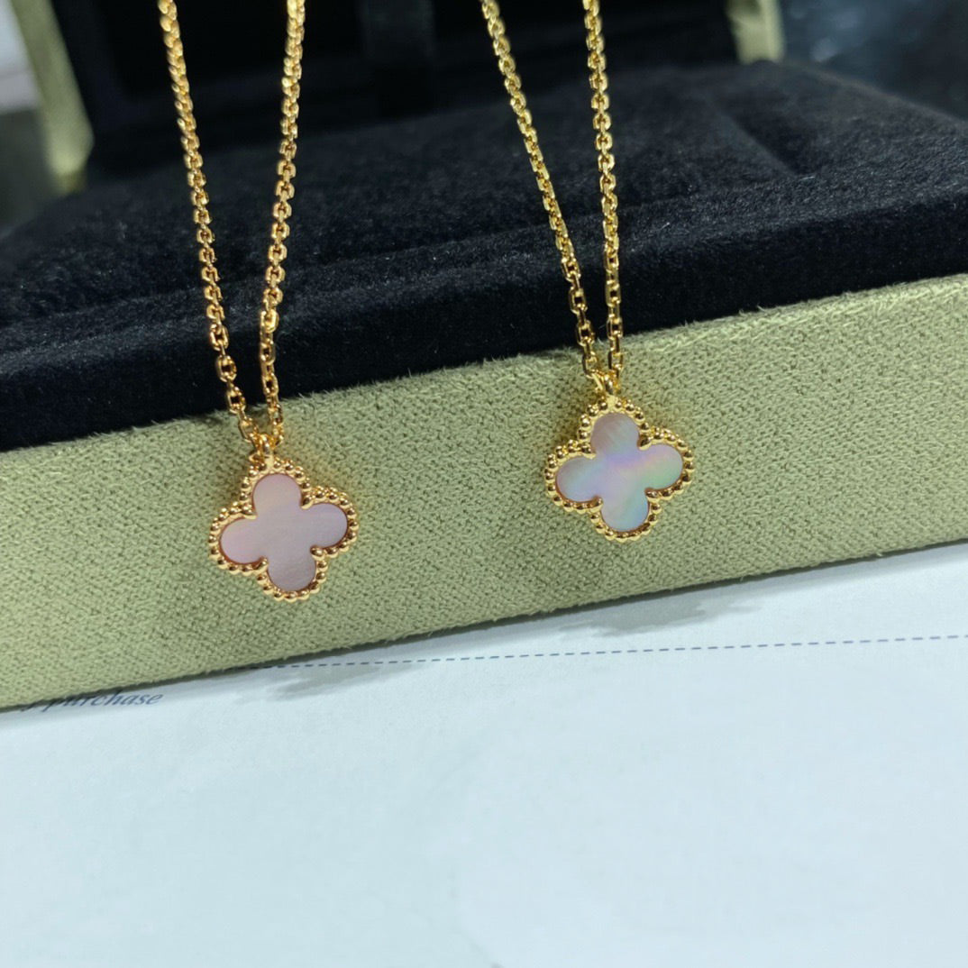 [Eternal Jewelry]CLOVER 15MM PINK MOTHER-OF-PEARL SINGLE FLOWER NECKLACE