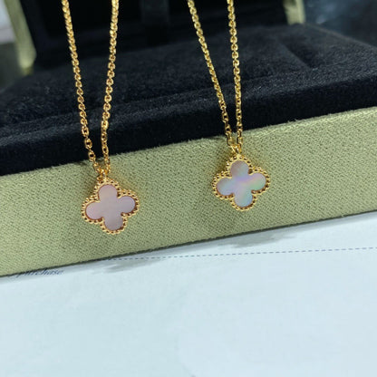 [Eternal Jewelry]CLOVER 15MM PINK MOTHER-OF-PEARL SINGLE FLOWER NECKLACE