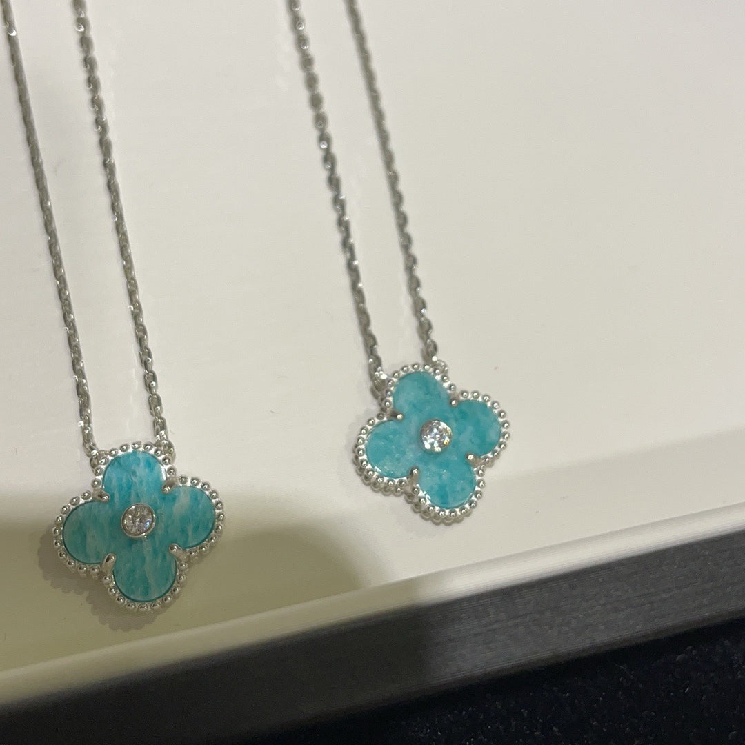 [Eternal Jewelry]CLOVER 15MM DIAMOND SVRES PORCELAIN  NECKLACE SILVER