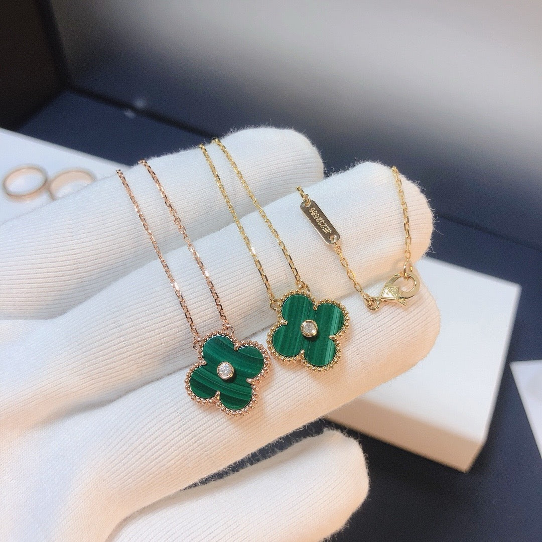 [Eternal Jewelry]CLOVER 15MM DIAMOND TURQUOISE NECKLACE
