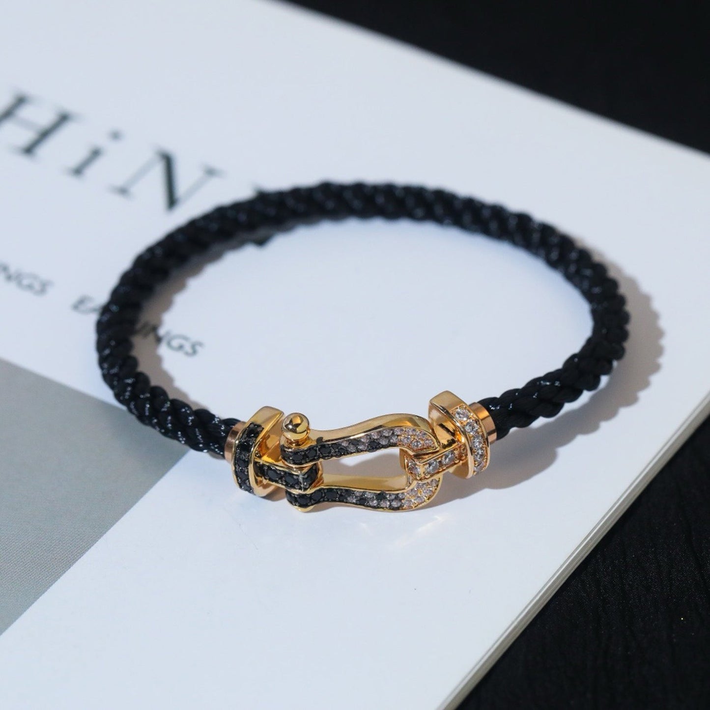 [Eternal Jewelry]FORCE LARGE HORSESHOE BLACK WHITE DIAMOND BRACELET SILVER