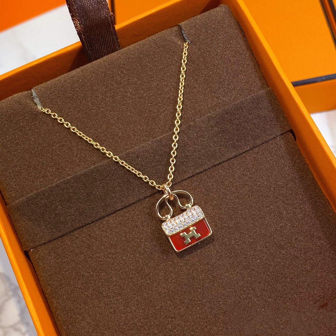 [Eternal Jewelry]CONSTANCE RED PEDANT PINK GOLD NECKLACE