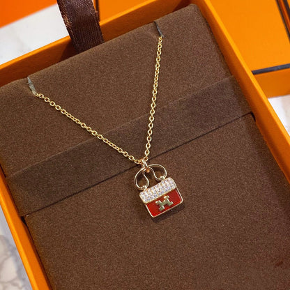 [Eternal Jewelry]CONSTANCE RED PEDANT PINK GOLD NECKLACE