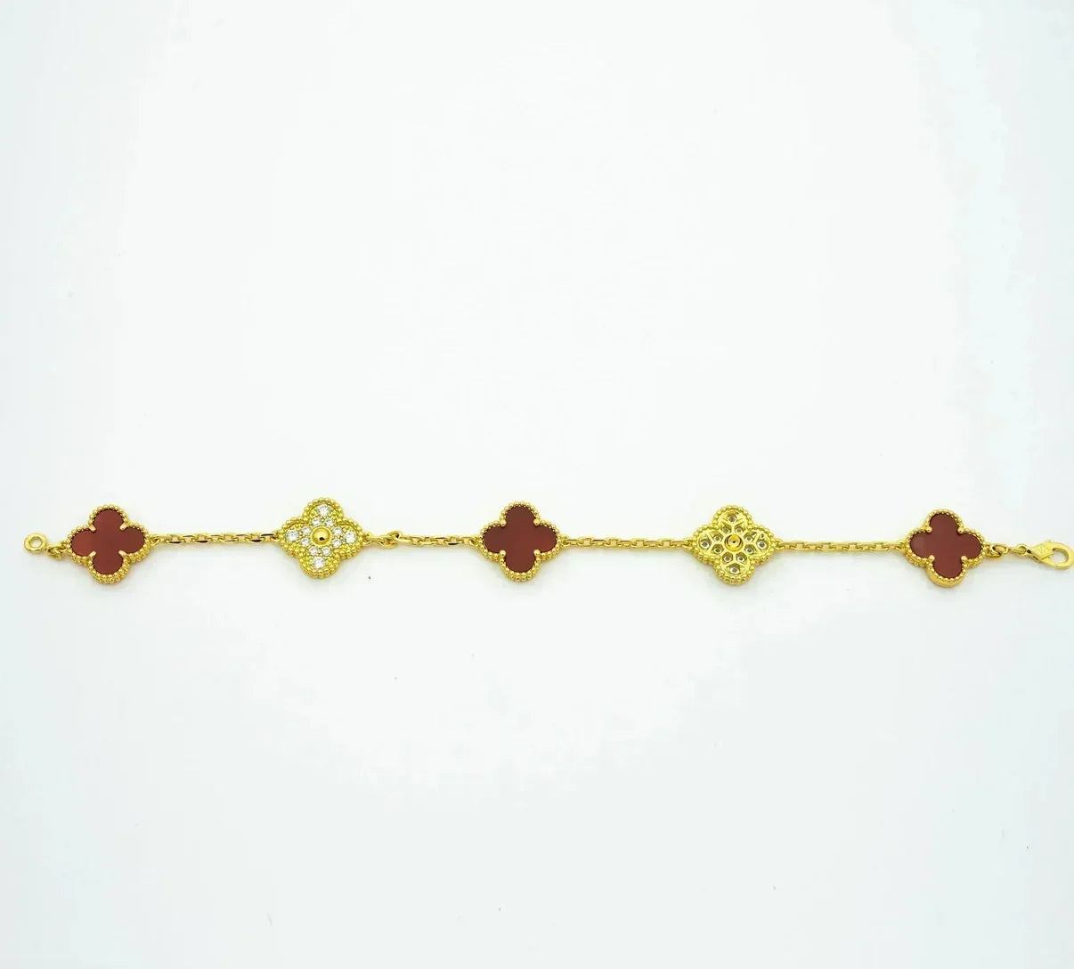 [Eternal Jewelry] CLOVER 5 MOTIF RED CORNELIAN BRACELET COLLECTION