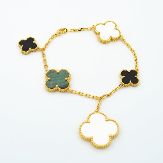 [Eternal Jewelry]CLOVER BRACELET 5 MOTIFS ONYX MOP