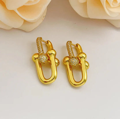 [Eternal Jewelry]TF HORSESHOE BUCKLE DIAMOND EARRINGS