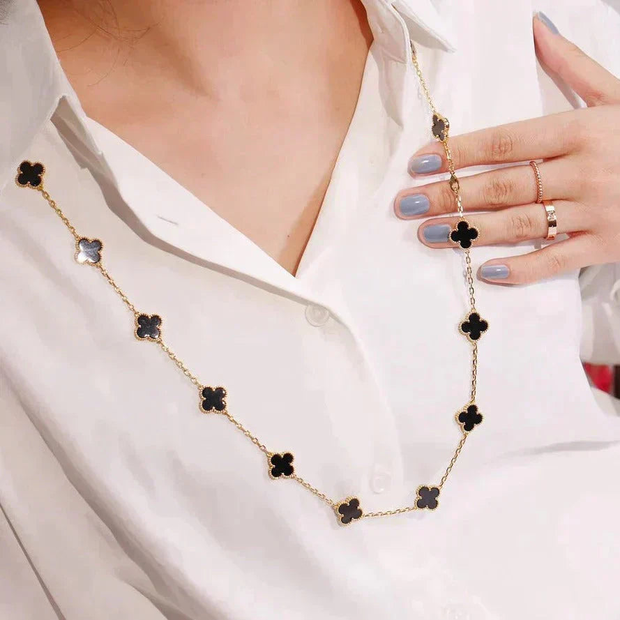 [Eternal Jewelry]CLOVER 20 MOTIFS ONYX NECKLACE