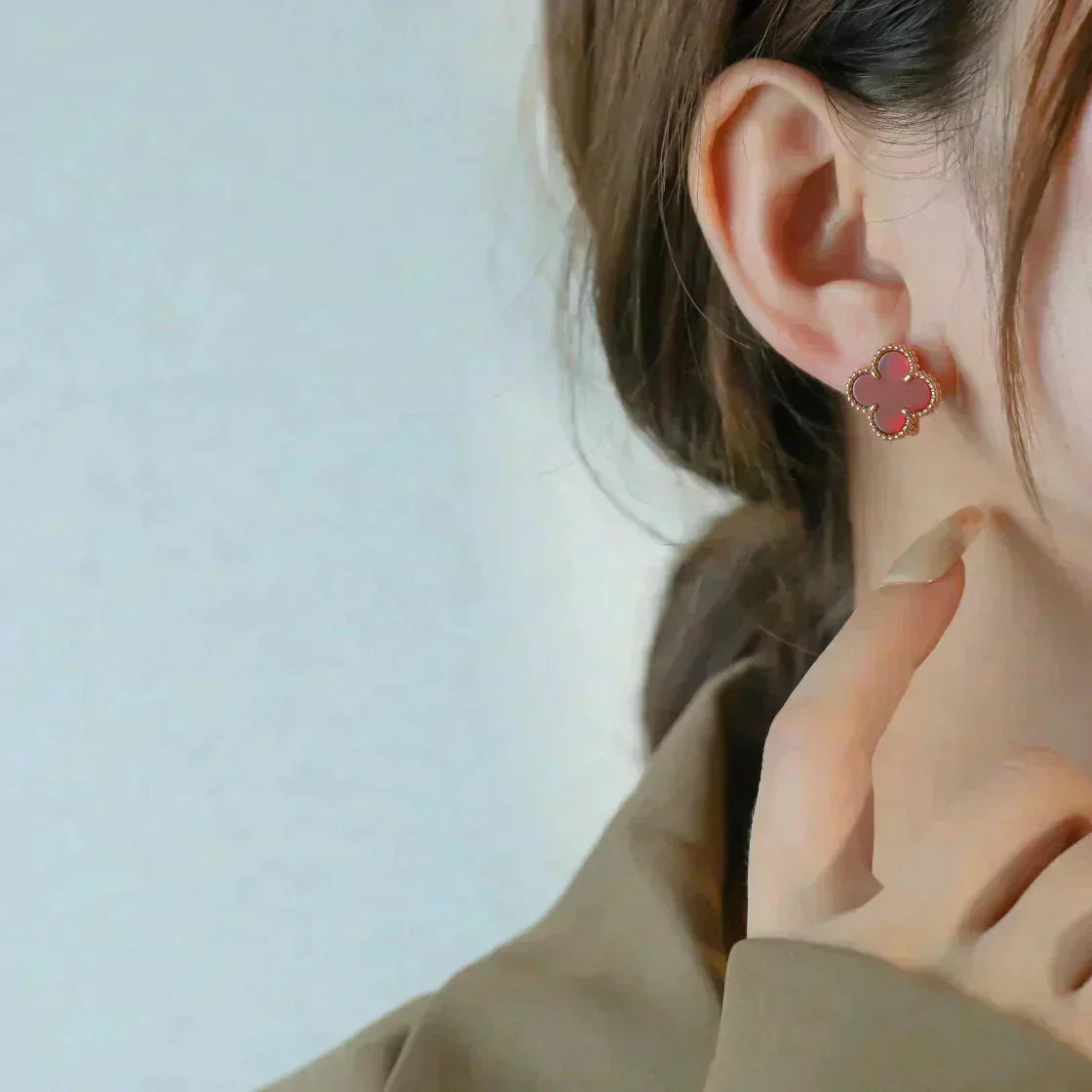 [Eternal Jewelry]CLOVER MEDIUM 1 MOTIFS CARNELIAN  EARRINGS