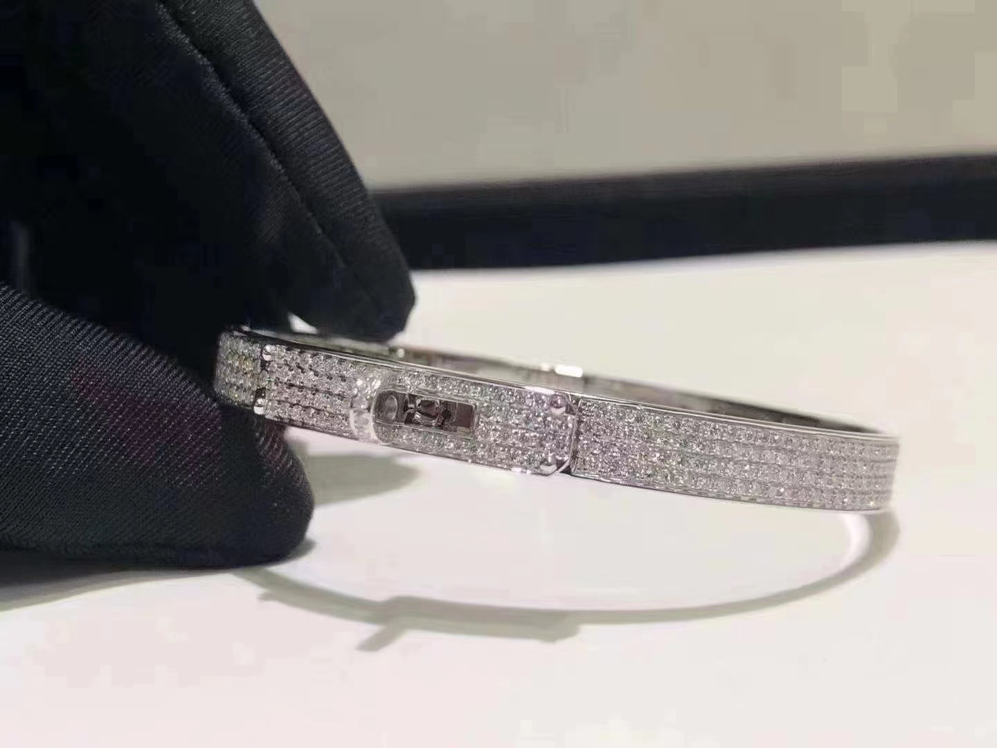[Eternal Jewelry]HM KELLY BRACELET IN SILVER AND FULL PAVE DIAMOND