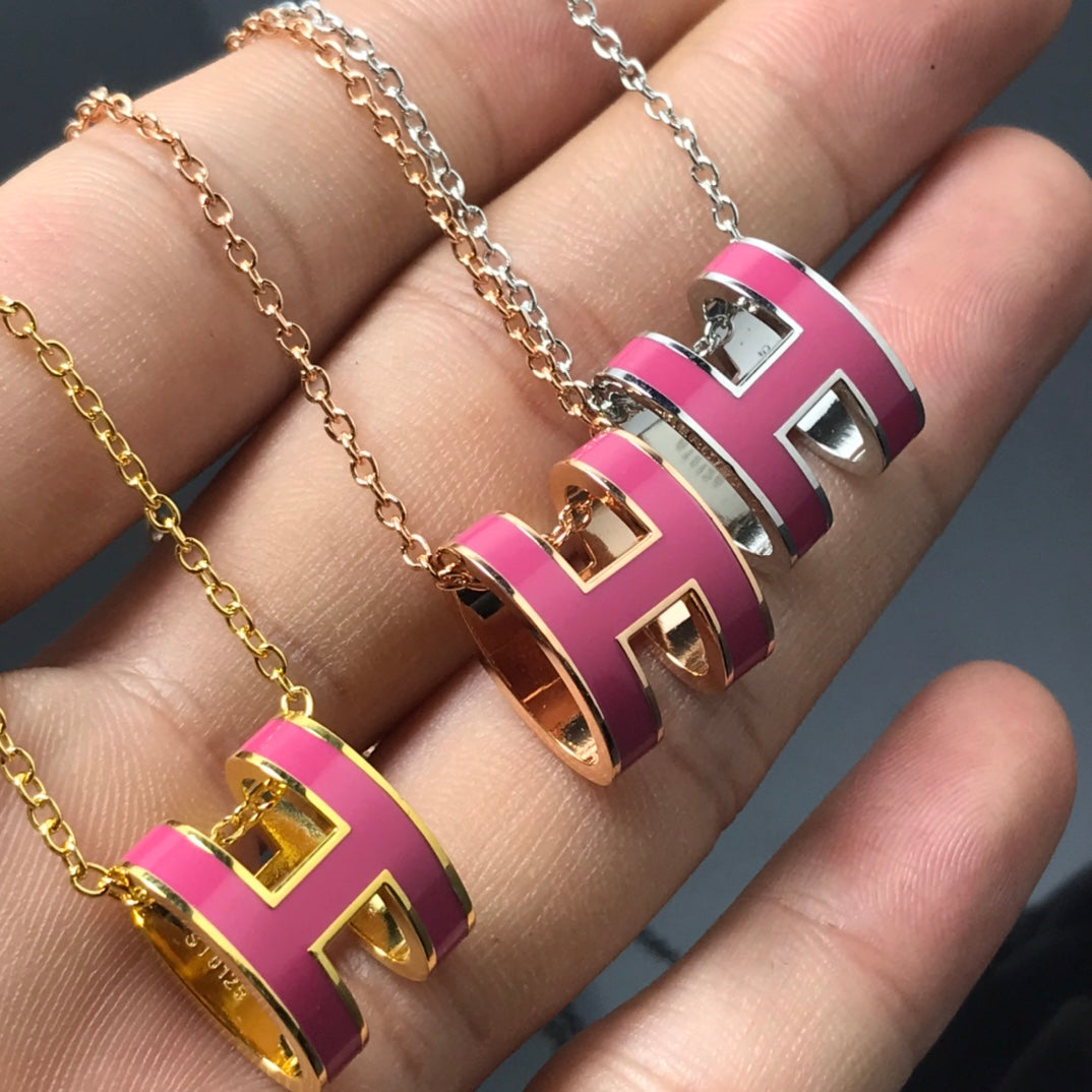 [Eternal Jewelry]H NECKLACE PINK