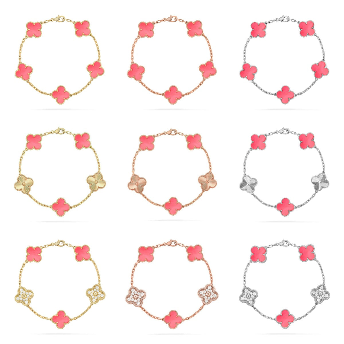 [Eternal Jewelry] CLOVER 5 MOTIFS  PINK MOP BRACELET COLLECTION