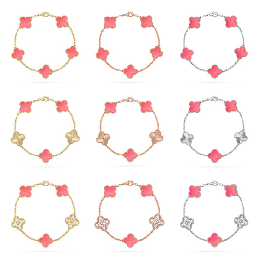 [Eternal Jewelry] CLOVER 5 MOTIFS  PINK MOP BRACELET COLLECTION