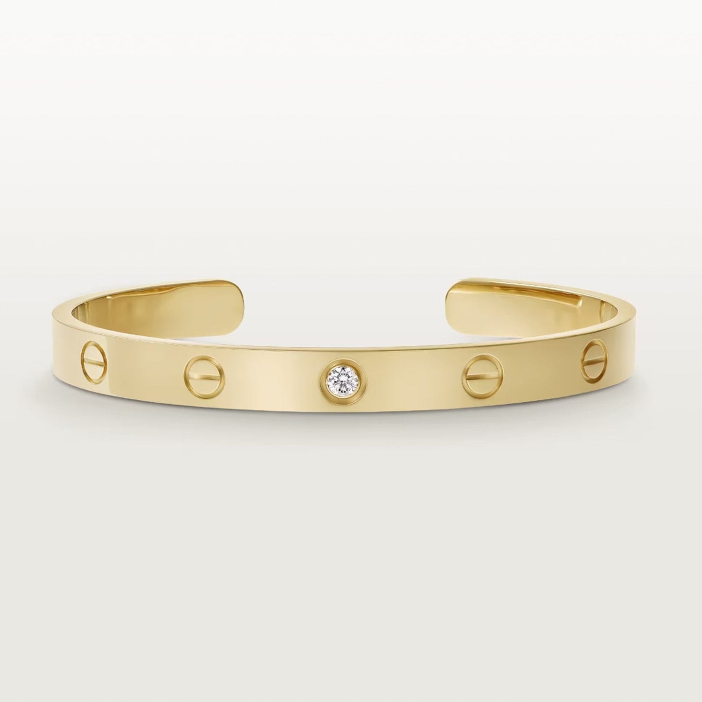 [エターナルジュエリー] LOVE ブレスレット 6.1MM 1 ダイヤモンド オープンカフ