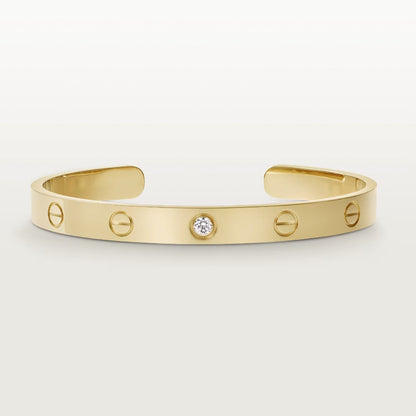 [エターナルジュエリー] LOVE ブレスレット 6.1MM 1 ダイヤモンド オープンカフ