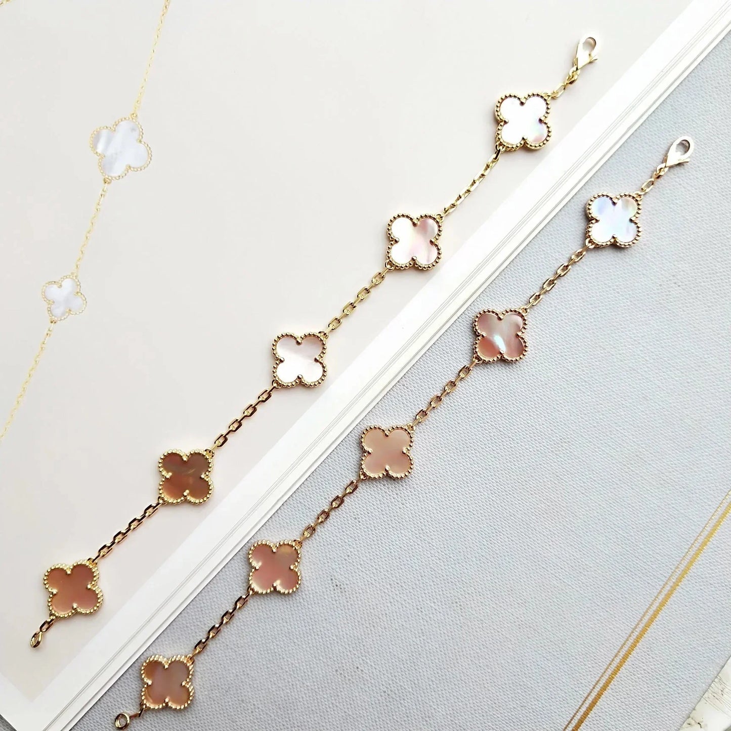 [Eternal Jewelry] CLOVER 5 MOTIFS  PINK MOP BRACELET COLLECTION
