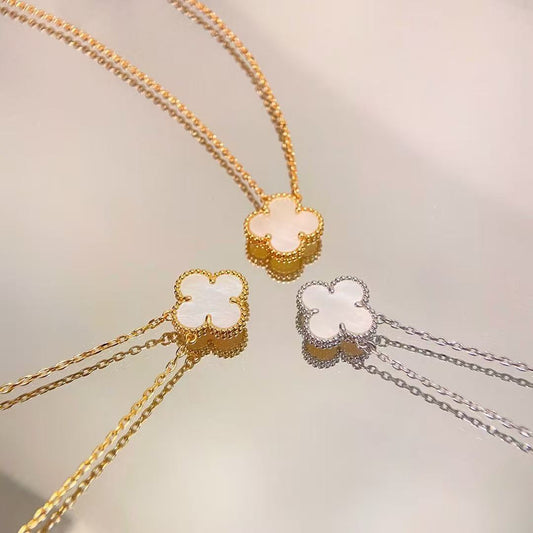 [Eternal Jewelry]CLOVER MINI 15MM WHITE MOTHER-OF-PEARL NECKLACE