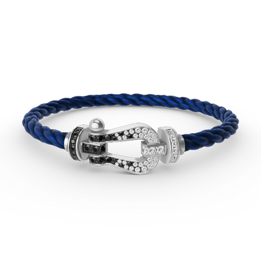 [Eternal Jewelry]FORCE LARGE HORSESHOE BLACK WHITE DIAMOND BRACELET SILVER