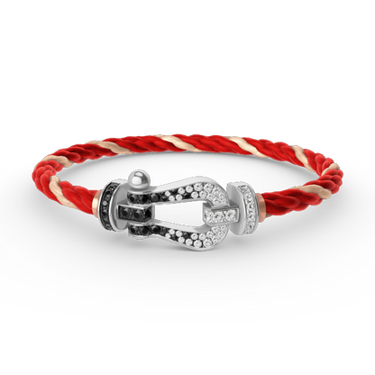 [Eternal Jewelry]FORCE LARGE HORSESHOE BLACK WHITE DIAMOND BRACELET SILVER