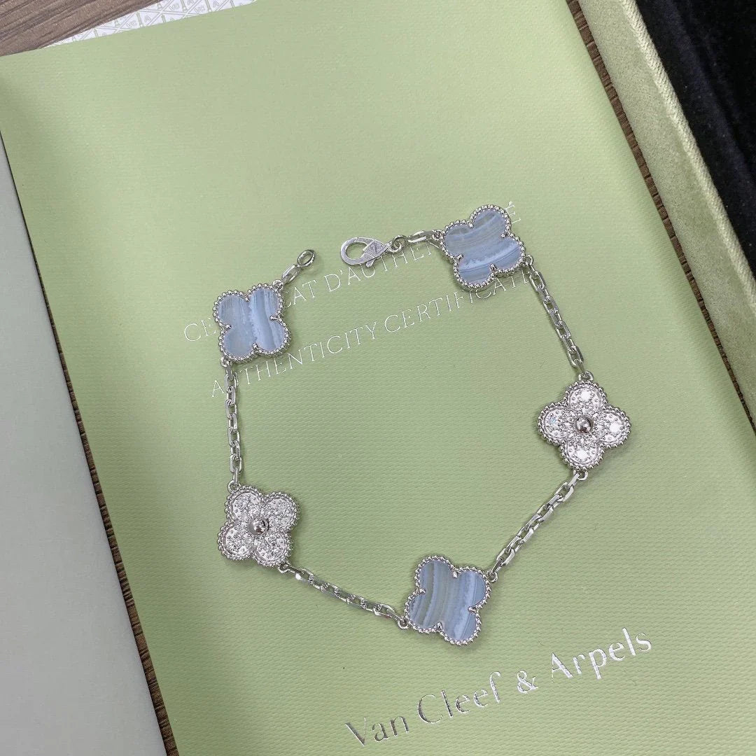 [Eternal Jewelry] CLOVER 5 MOTIF PURPLE CHALCEDONY BRACELET COLLECTION