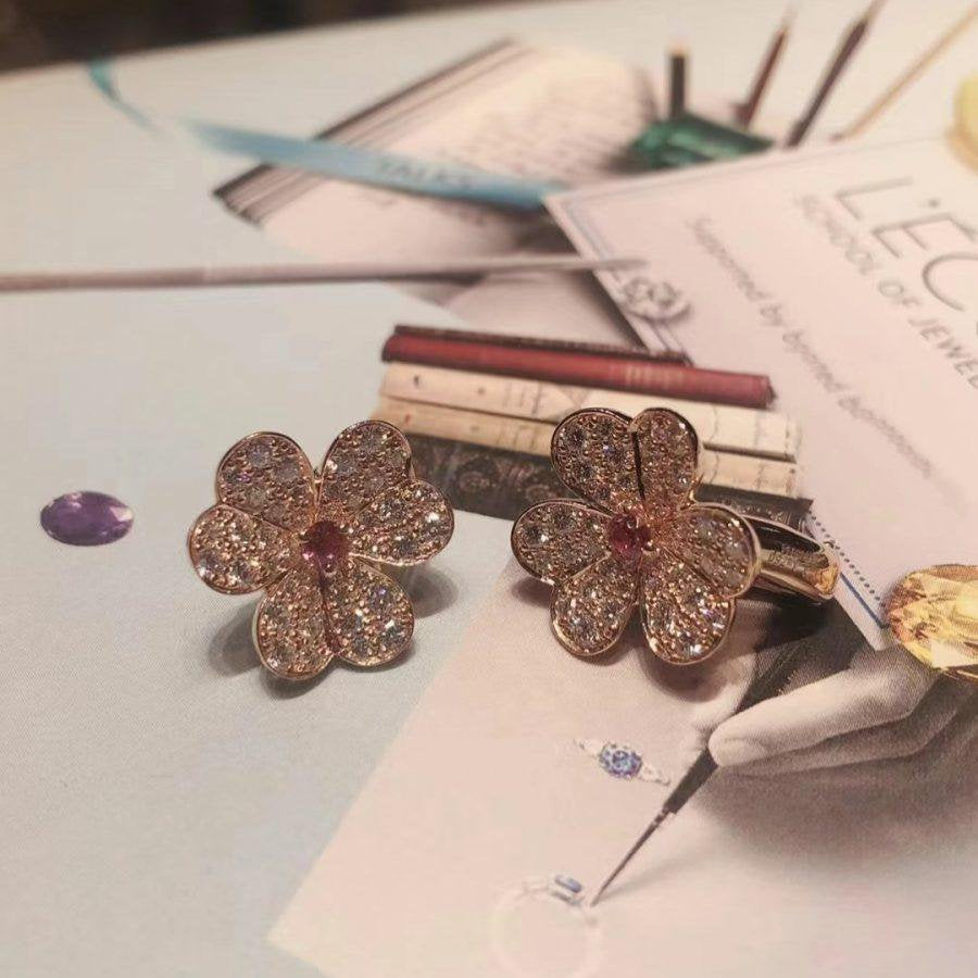 [Eternal Jewelry]FRIVOLE PINK GOLD FLOWER DIAMOND EARRINGS