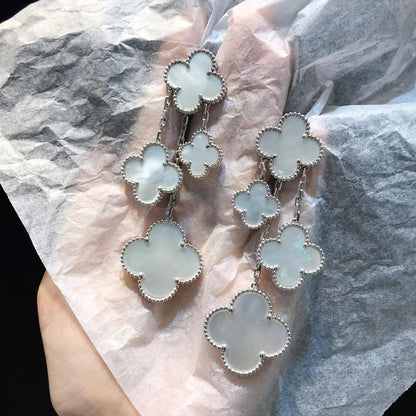 [Eternal Jewelry]CLOVER EARRINGS WHITE MOP 4 MOTIFS SILVER