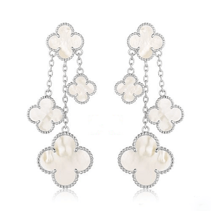 [Eternal Jewelry]CLOVER EARRINGS WHITE MOP 4 MOTIFS SILVER