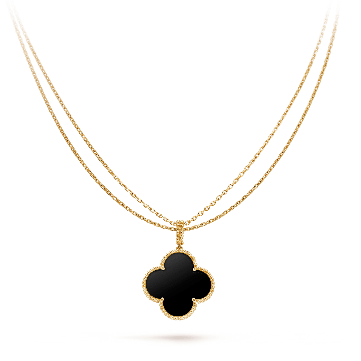 [Eternal Jewelry]CLOVER 25MM GOLD ONYX BIG CLOVER NECKLACE