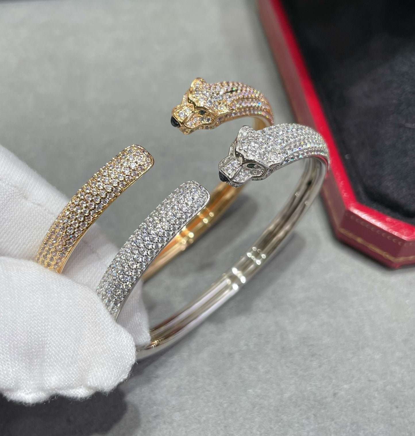 [Eternal Jewelry]PANTHERE FULL DIAMOND OPEN BRACELET
